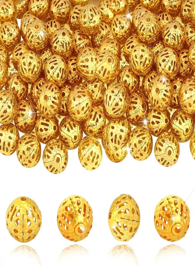Dhruv Crafts Gold Spacer Beads 6mm Filigree Hollow Ball Beads Round Metal Loose Beads for DIY Crafts Bracelets Necklaces Earrings Jewelry Making |100 Pieces| |Gold| |8MM| - Image 1